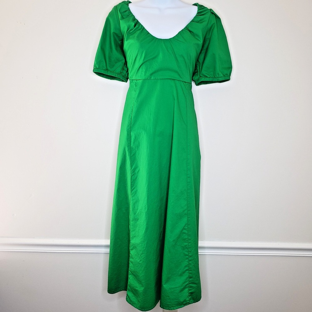 Old Navy Puff Sleeve Maxi Dress Sz M Kelly Green Empireโ Garden Y2K Cottage Boho